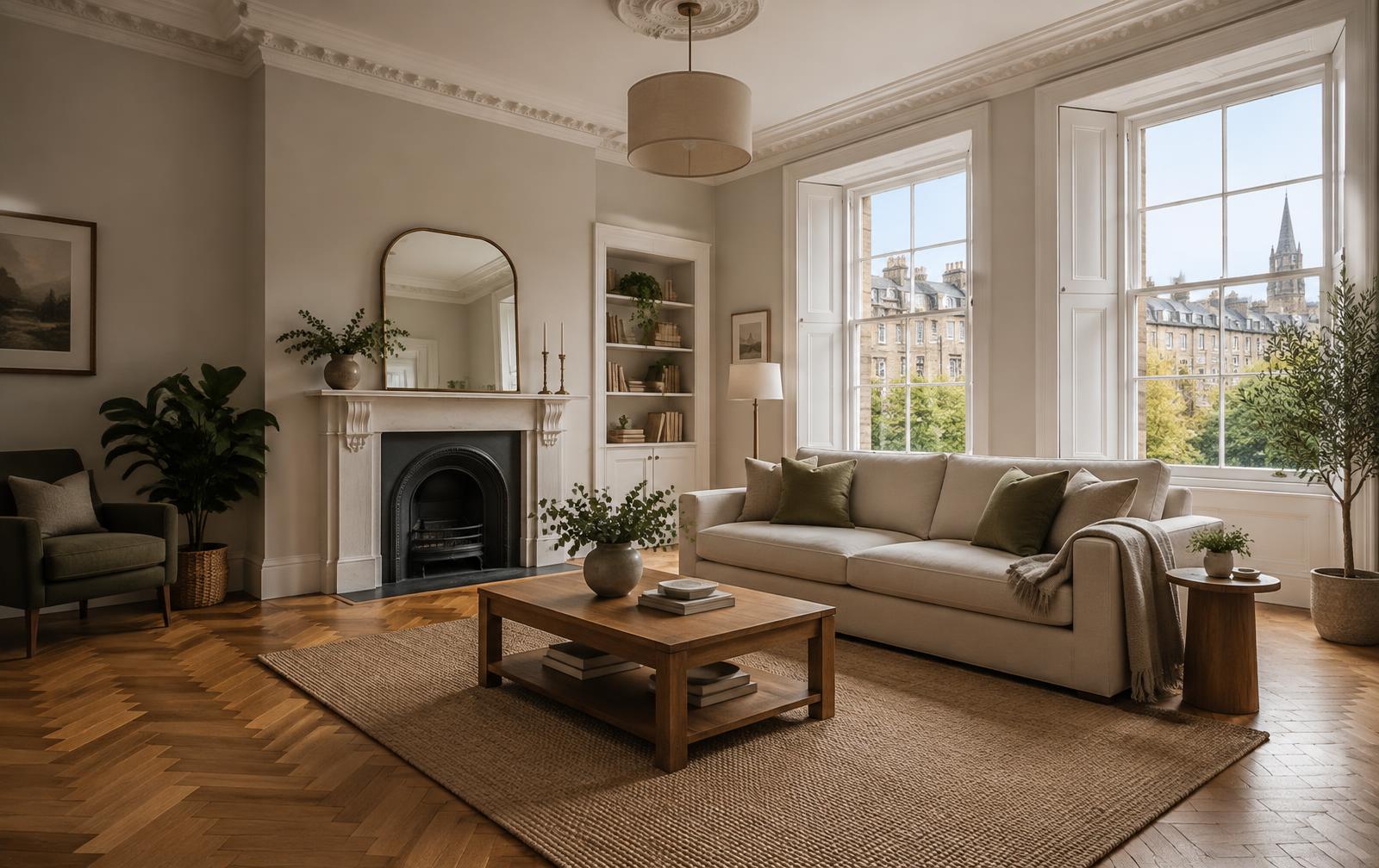 A clean, light-filled Edinburgh-style living room
